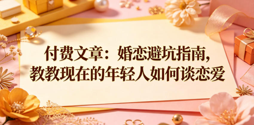 付费文章:婚恋避坑指南,教教现在的年轻人如何谈恋爱力繁信息站-闲云创业网-老谢轻创网-中创网-福缘网-冒泡网-资源之家-魔方项目库力繁信息站