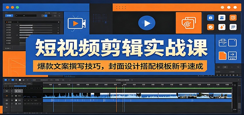 短视频剪辑实战课：爆款文案撰写技巧，封面设计搭配模板新手速成力繁信息站-闲云创业网-老谢轻创网-中创网-福缘网-冒泡网-资源之家-魔方项目库力繁信息站