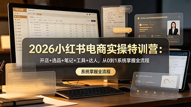 2026小红书电商实操特训营:开店+选品+笔记+工具+达人,从0到1系统掌握全流程力繁信息站-闲云创业网-老谢轻创网-中创网-福缘网-冒泡网-资源之家-魔方项目库力繁信息站