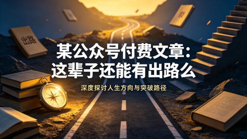 某公众号付费文章：这辈子还能有出路么力繁信息站-闲云创业网-老谢轻创网-中创网-福缘网-冒泡网-资源之家-魔方项目库力繁信息站