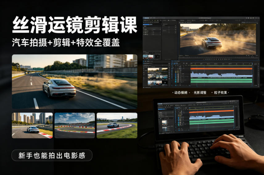 大叔丝滑运镜剪辑课，汽车拍摄+剪辑+特效全覆盖，新手也能拍出电影感力繁信息站-闲云创业网-老谢轻创网-中创网-福缘网-冒泡网-资源之家-魔方项目库力繁信息站