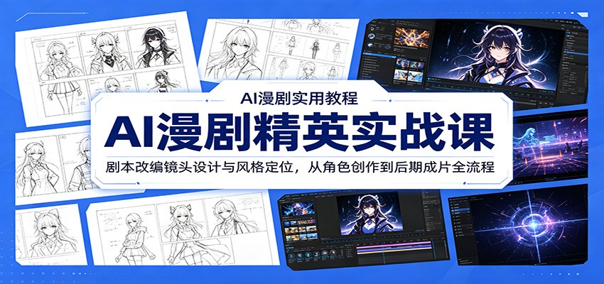 AI漫剧精英实战课:剧本改编镜头设计与风格定位,从角色创作到后期成片全流程力繁信息站-闲云创业网-老谢轻创网-中创网-福缘网-冒泡网-资源之家-魔方项目库力繁信息站