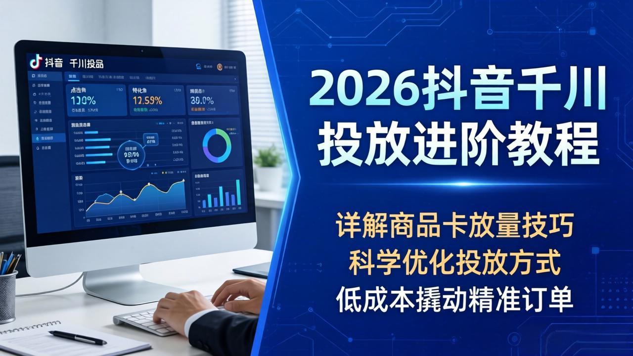 2026抖音千川投放进阶教程，详解商品卡放量技巧，科学优化投放方式，低成本撬动精准订单力繁信息站-闲云创业网-老谢轻创网-中创网-福缘网-冒泡网-资源之家-魔方项目库力繁信息站