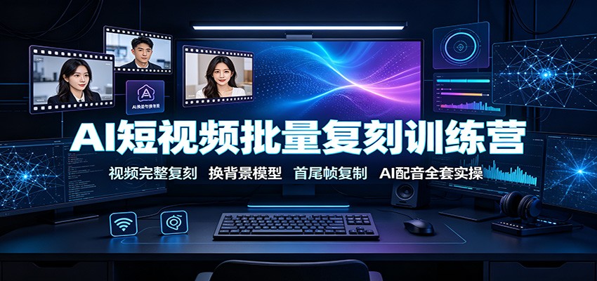 AI短视频批量复刻训练营:视频完整复刻,换背景模型、首尾帧复制、AI配音全套实操力繁信息站-闲云创业网-老谢轻创网-中创网-福缘网-冒泡网-资源之家-魔方项目库力繁信息站