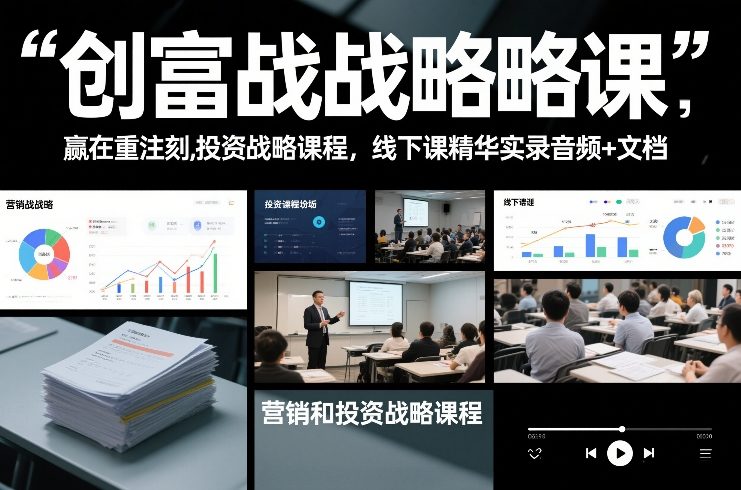 创富战略课，赢在重注时刻，营销和投资战略课程，线下课精华实录音频+文档力繁信息站-闲云创业网-老谢轻创网-中创网-福缘网-冒泡网-资源之家-魔方项目库力繁信息站