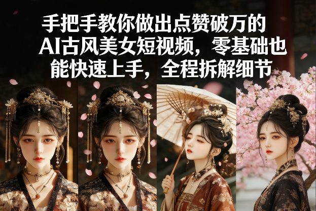 手把手教你做出点赞破万的AI古风美女短视频，零基础也能快速上手，全程拆解细节力繁信息站-闲云创业网-老谢轻创网-中创网-福缘网-冒泡网-资源之家-魔方项目库力繁信息站