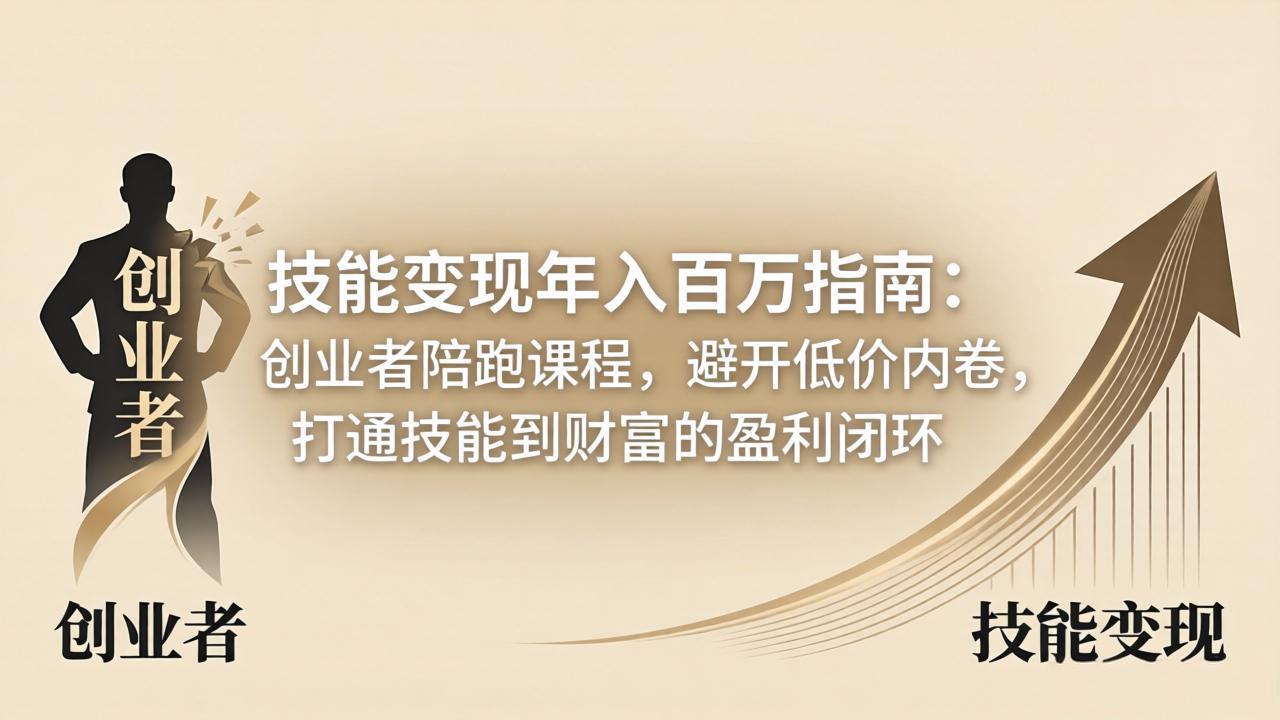 技能变现年入百万指南：创业者陪跑课程，避开低价内卷，打通技能到财富的盈利闭环力繁信息站-闲云创业网-老谢轻创网-中创网-福缘网-冒泡网-资源之家-魔方项目库力繁信息站