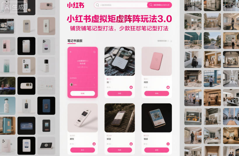 小红书虚拟矩阵玩法3.0，铺货铺笔记型打法，少款狂怼笔记型打法力繁信息站-闲云创业网-老谢轻创网-中创网-福缘网-冒泡网-资源之家-魔方项目库力繁信息站