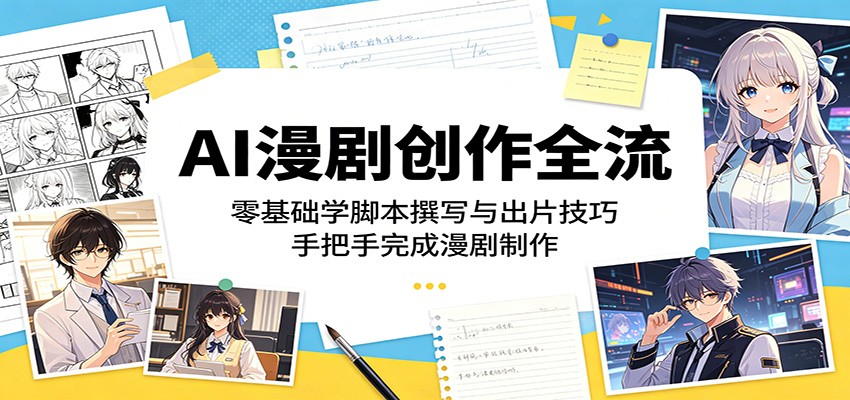 AI漫剧创作全流程:零基础学脚本撰写与出片技巧,手把手完成漫剧制作力繁信息站-闲云创业网-老谢轻创网-中创网-福缘网-冒泡网-资源之家-魔方项目库力繁信息站
