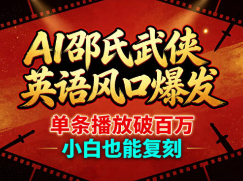 AI邵氏武侠英语风口爆发，单条播放破百万，小白也能复刻力繁信息站-闲云创业网-老谢轻创网-中创网-福缘网-冒泡网-资源之家-魔方项目库力繁信息站