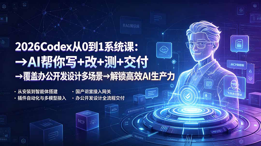 2026Codex从0到1系统课:→AI帮你写+改+测+交付→覆盖办公开发设计多场景→解锁高效AI生产力力繁信息站-闲云创业网-老谢轻创网-中创网-福缘网-冒泡网-资源之家-魔方项目库力繁信息站