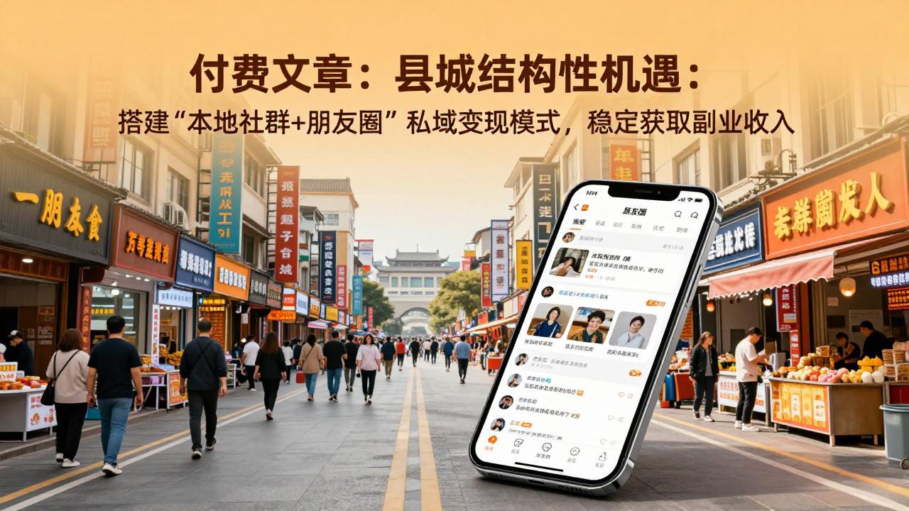 付费文章：县城结构性机遇：搭建“本地社群+朋友圈”私域变现模式，稳定获取副业收入力繁信息站-闲云创业网-老谢轻创网-中创网-福缘网-冒泡网-资源之家-魔方项目库力繁信息站