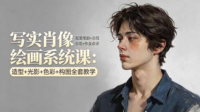 写实肖像绘画系统课：造型+光影+色彩+构图全套教学，配套笔刷+示范+作业点评力繁信息站-闲云创业网-老谢轻创网-中创网-福缘网-冒泡网-资源之家-魔方项目库力繁信息站