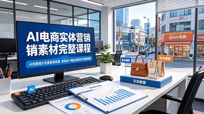 AI电商实体营销素材完整课程，AI创意短片完美复刻实景，实体店一键生成宣传引流短视频力繁信息站-闲云创业网-老谢轻创网-中创网-福缘网-冒泡网-资源之家-魔方项目库力繁信息站