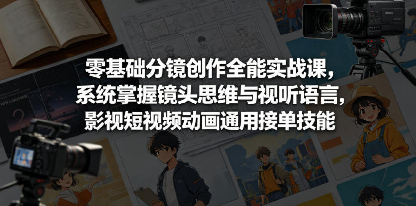 零基础分镜创作全能实战课,系统掌握镜头思维与视听语言,影视短视频动画通用接单技能力繁信息站-闲云创业网-老谢轻创网-中创网-福缘网-冒泡网-资源之家-魔方项目库力繁信息站