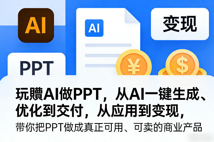 玩賺AI做PPT，从AI一键生成、优化到交付，从应用到变现，带你把PPT做成真正可用、可卖的商业产品(更新0421)力繁信息站-闲云创业网-老谢轻创网-中创网-福缘网-冒泡网-资源之家-魔方项目库力繁信息站