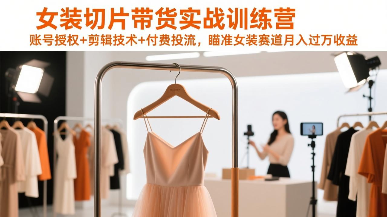 女装切片带货实战训练营，账号授权+剪辑技术+付费投流，瞄准女装赛道月入过万收益力繁信息站-闲云创业网-老谢轻创网-中创网-福缘网-冒泡网-资源之家-魔方项目库力繁信息站