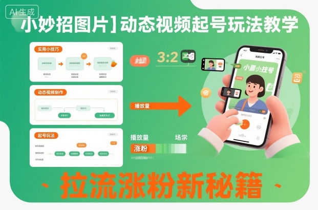 小妙招图片＋动态视频起号玩法教学，拉流涨粉新秘籍力繁信息站-闲云创业网-老谢轻创网-中创网-福缘网-冒泡网-资源之家-魔方项目库力繁信息站