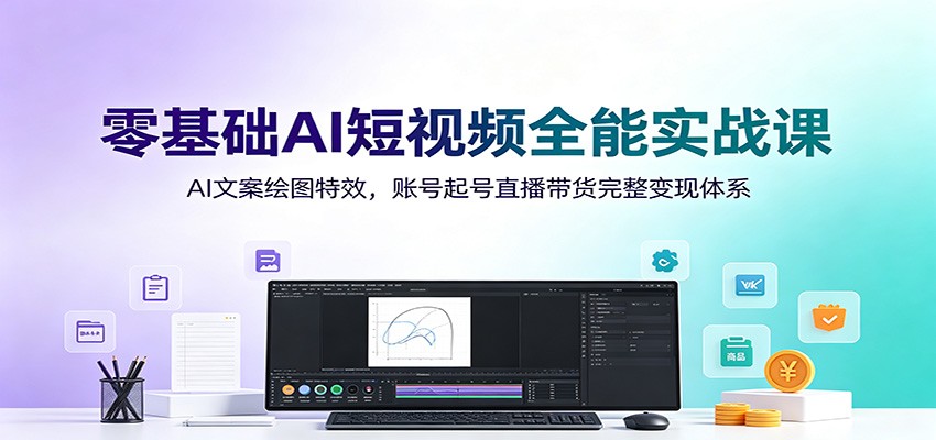 零基础AI短视频全能实战课：AI文案绘图特效，账号起号直播带货完整变现体系力繁信息站-闲云创业网-老谢轻创网-中创网-福缘网-冒泡网-资源之家-魔方项目库力繁信息站