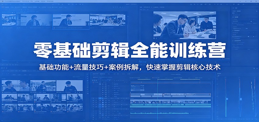 零基础剪辑全能训练营：基础功能+流量技巧+案例拆解，快速掌握剪辑核心技术力繁信息站-闲云创业网-老谢轻创网-中创网-福缘网-冒泡网-资源之家-魔方项目库力繁信息站