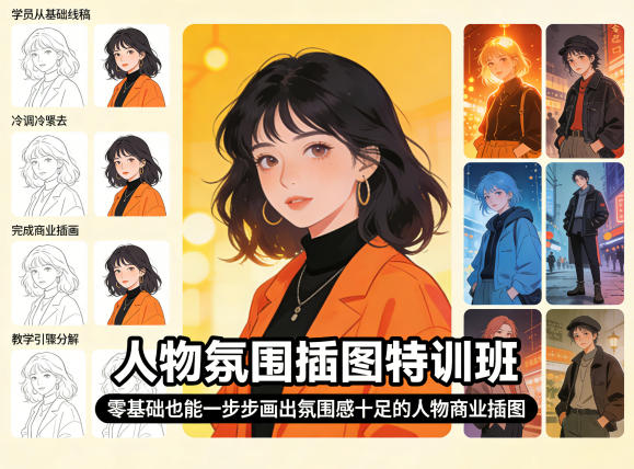 人物氛围插图特训班,零基础也能一步步画出氛围感十足的人物商业插图力繁信息站-闲云创业网-老谢轻创网-中创网-福缘网-冒泡网-资源之家-魔方项目库力繁信息站