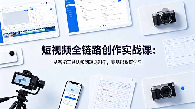 短视频全链路创作实战课:从智能工具认知到短剧制作,零基础系统学习力繁信息站-闲云创业网-老谢轻创网-中创网-福缘网-冒泡网-资源之家-魔方项目库力繁信息站