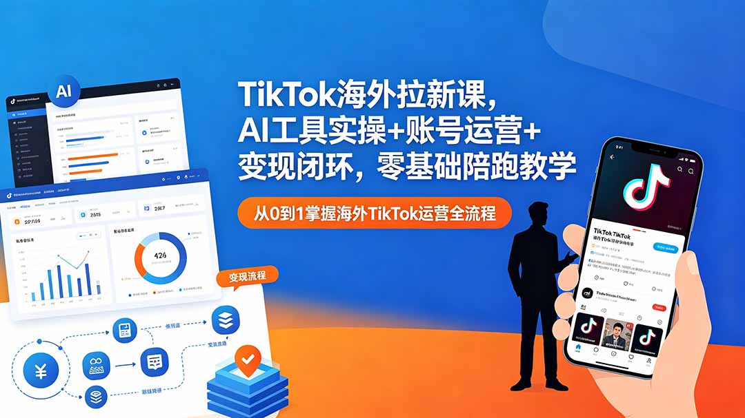 TikTok海外拉新课,AI工具实操+账号运营+变现闭环,零基础陪跑教学力繁信息站-闲云创业网-老谢轻创网-中创网-福缘网-冒泡网-资源之家-魔方项目库力繁信息站