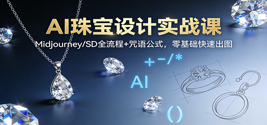 AI珠宝设计实战课：Midjourney/SD全流程+咒语公式，零基础快速出图力繁信息站-闲云创业网-老谢轻创网-中创网-福缘网-冒泡网-资源之家-魔方项目库力繁信息站