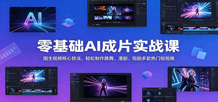 零基础AI成片实战课:图生视频核心技法,轻松制作跳舞、漫剧、短剧多款热门短视频力繁信息站-闲云创业网-老谢轻创网-中创网-福缘网-冒泡网-资源之家-魔方项目库力繁信息站