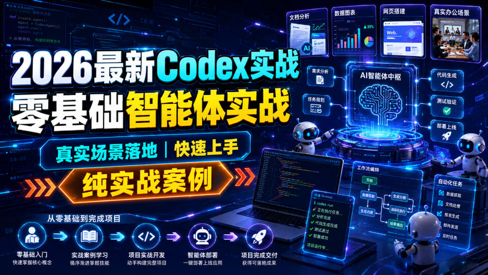 2026最新Codex实战零基础智能体实战,真实场景落地,快速上手,纯实战案例力繁信息站-闲云创业网-老谢轻创网-中创网-福缘网-冒泡网-资源之家-魔方项目库力繁信息站
