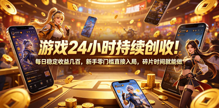 游戏24小时持续创收！每日稳定收益几百，新手零门槛直接入局，碎片时间就能做【揭秘】力繁信息站-闲云创业网-老谢轻创网-中创网-福缘网-冒泡网-资源之家-魔方项目库力繁信息站