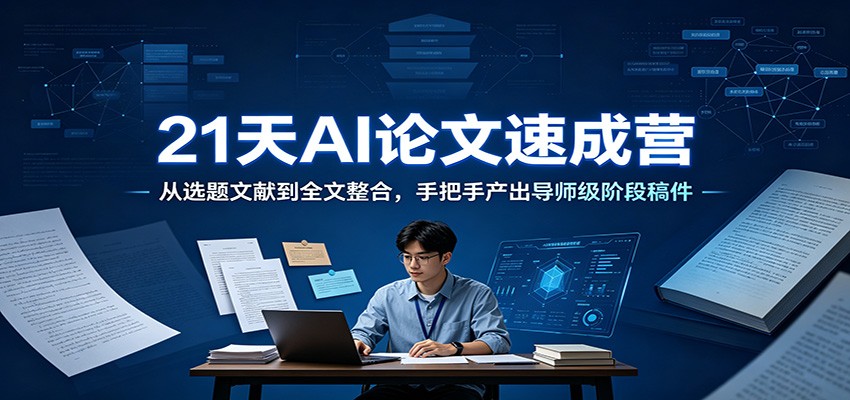 21天AI论文速成营：从选题文献到全文整合，手把手产出导师级阶段稿件力繁信息站-闲云创业网-老谢轻创网-中创网-福缘网-冒泡网-资源之家-魔方项目库力繁信息站