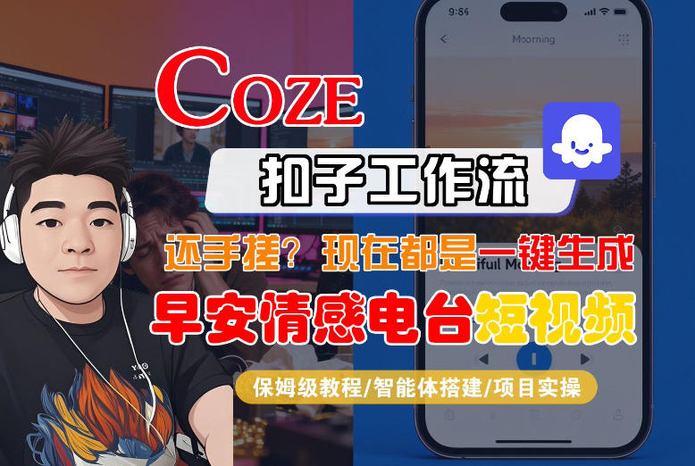 【Coze工作流搭建实操教程】【coze】早安情感电台日签视频还在手动做？用扣子工作流自动生成，省时90%力繁信息站-闲云创业网-老谢轻创网-中创网-福缘网-冒泡网-资源之家-魔方项目库力繁信息站