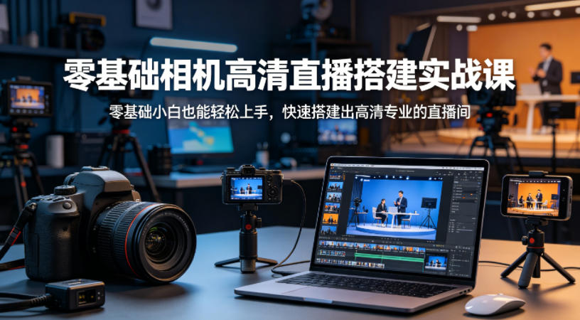 零基础相机高清直播间搭建实战课，小白也能轻松上手，快速搭建出高清专业的直播间力繁信息站-闲云创业网-老谢轻创网-中创网-福缘网-冒泡网-资源之家-魔方项目库力繁信息站