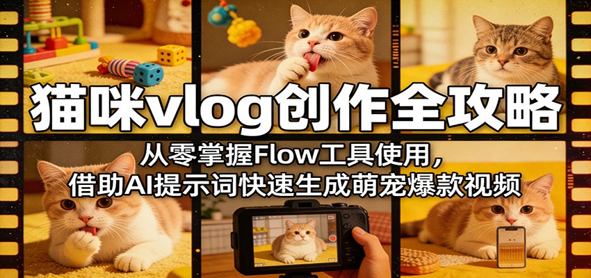 猫咪vlog创作全攻略:从零掌握Flow工具使用,借助AI提示词快速生成萌宠爆款视频力繁信息站-闲云创业网-老谢轻创网-中创网-福缘网-冒泡网-资源之家-魔方项目库力繁信息站