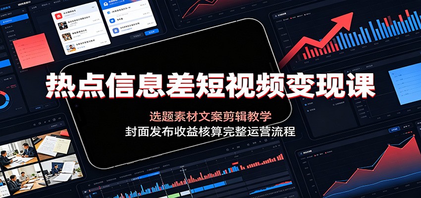 热点信息差短视频变现课:选题素材文案剪辑教学,封面发布收益核算完整运营流程力繁信息站-闲云创业网-老谢轻创网-中创网-福缘网-冒泡网-资源之家-魔方项目库力繁信息站