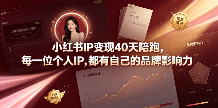 小红书IP变现40天陪跑，每一位个人IP，都有自己的品牌影响力力繁信息站-闲云创业网-老谢轻创网-中创网-福缘网-冒泡网-资源之家-魔方项目库力繁信息站