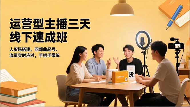 运营型主播三天线下班，人货场搭建,四部曲起号,流量实时应对，手把手带练力繁信息站-闲云创业网-老谢轻创网-中创网-福缘网-冒泡网-资源之家-魔方项目库力繁信息站