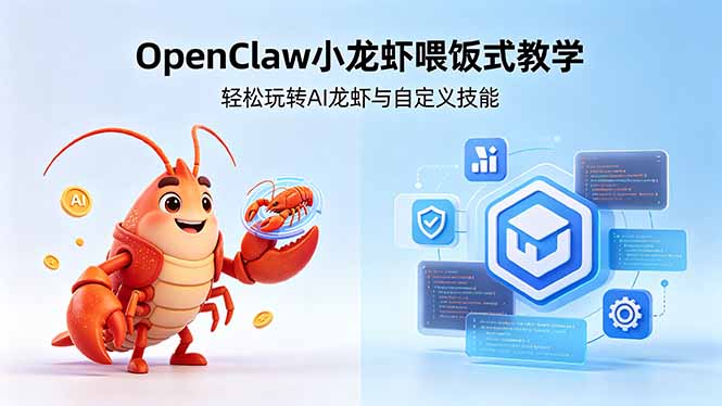 不用懂技术！OpenClaw小龙虾喂饭式教学，轻松玩转AI龙虾与自定义技能力繁信息站-闲云创业网-老谢轻创网-中创网-福缘网-冒泡网-资源之家-魔方项目库力繁信息站
