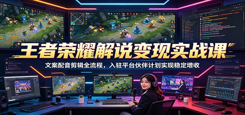 王者荣耀解说变现实战课:文案配音剪辑全流程,入驻平台伙伴计划实现稳定增收力繁信息站-闲云创业网-老谢轻创网-中创网-福缘网-冒泡网-资源之家-魔方项目库力繁信息站