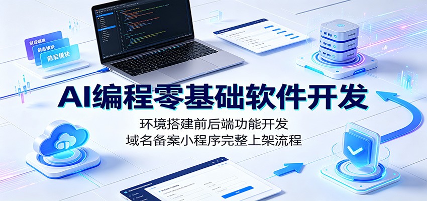 AI编程零基础软件开发：环境搭建前后端功能开发，域名备案小程序完整上架流程力繁信息站-闲云创业网-老谢轻创网-中创网-福缘网-冒泡网-资源之家-魔方项目库力繁信息站