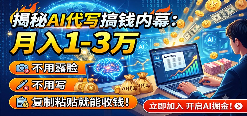 揭秘AI代写搞钱内幕：月入1-3万，不用露脸不用写，复制粘贴就能收钱！力繁信息站-闲云创业网-老谢轻创网-中创网-福缘网-冒泡网-资源之家-魔方项目库力繁信息站