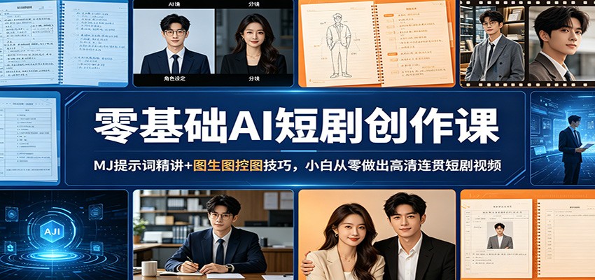 零基础AI短剧创作课：MJ提示词精讲+图生图控图技巧，小白从零做出高清连贯短剧视频力繁信息站-闲云创业网-老谢轻创网-中创网-福缘网-冒泡网-资源之家-魔方项目库力繁信息站
