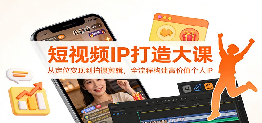 短视频IP打造大课：从定位变现到拍摄剪辑，全流程构建高价值个人IP力繁信息站-闲云创业网-老谢轻创网-中创网-福缘网-冒泡网-资源之家-魔方项目库力繁信息站