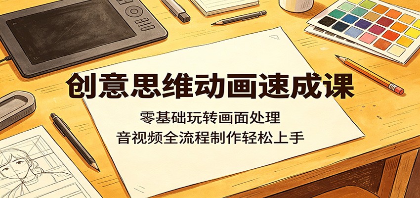 创意思维动画速成课：零基础玩转画面处理，音视频全流程制作轻松上手力繁信息站-闲云创业网-老谢轻创网-中创网-福缘网-冒泡网-资源之家-魔方项目库力繁信息站