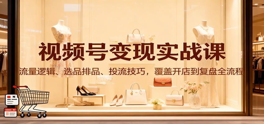 视频号变现实战课:流量逻辑、选品排品、投流技巧,覆盖开店到复盘全流程力繁信息站-闲云创业网-老谢轻创网-中创网-福缘网-冒泡网-资源之家-魔方项目库力繁信息站