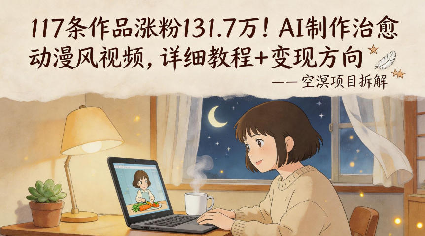 117条作品涨粉131.7W！AI制作治愈动漫风视频，详细教程+变现方向力繁信息站-闲云创业网-老谢轻创网-中创网-福缘网-冒泡网-资源之家-魔方项目库力繁信息站