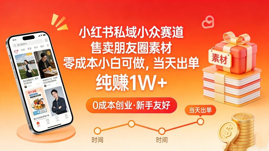 小红书私域小众赛道，售卖朋友圈素材，零成本小白可做，当天出单，月入1W+力繁信息站-闲云创业网-老谢轻创网-中创网-福缘网-冒泡网-资源之家-魔方项目库力繁信息站