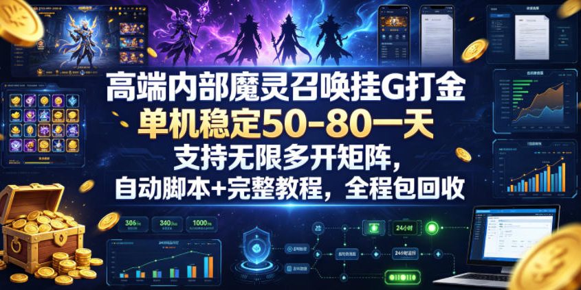 高端内部魔灵召唤挂G打金,单机稳定50-80一天,支持无限多开矩阵,自动脚本+完整教程,全程包回收【揭秘】力繁信息站-闲云创业网-老谢轻创网-中创网-福缘网-冒泡网-资源之家-魔方项目库力繁信息站