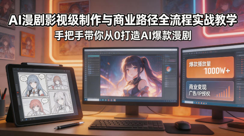 AI漫剧影视级制作与商业路径全流程实战教学，手带你从0打造AI爆款漫剧力繁信息站-闲云创业网-老谢轻创网-中创网-福缘网-冒泡网-资源之家-魔方项目库力繁信息站